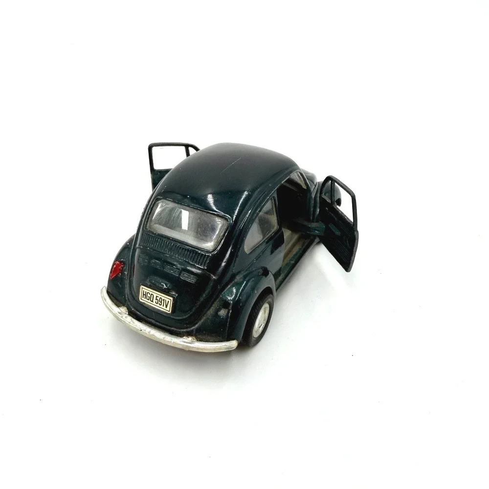 Vintage Volkswagen Beetle Diecast Toy Car Dark Green HGQ 591V Pull‎ Back